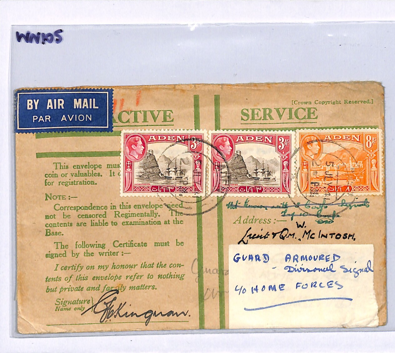 ADEN WW2 Cover *FPO.379* Honour Envelope 1941 GUARDS ARMOURED DIV Tanks WN105 - Image 7