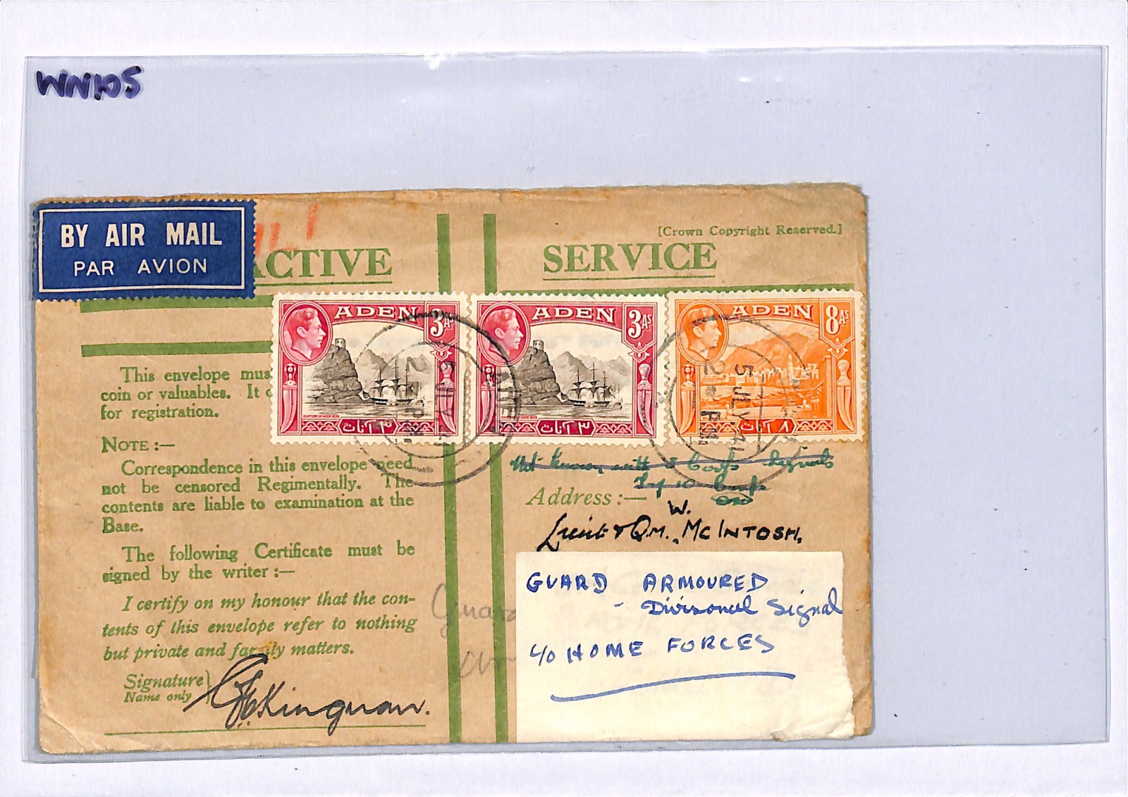 ADEN WW2 Cover *FPO.379* Honour Envelope 1941 GUARDS ARMOURED DIV Tanks WN105 - Image 9