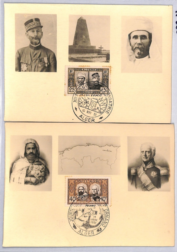 ALGERIA 1950 *FRENCH SAHARA EXPLORERS* Set{2} 1951 Stamp Day MAXI-CARD YF360
