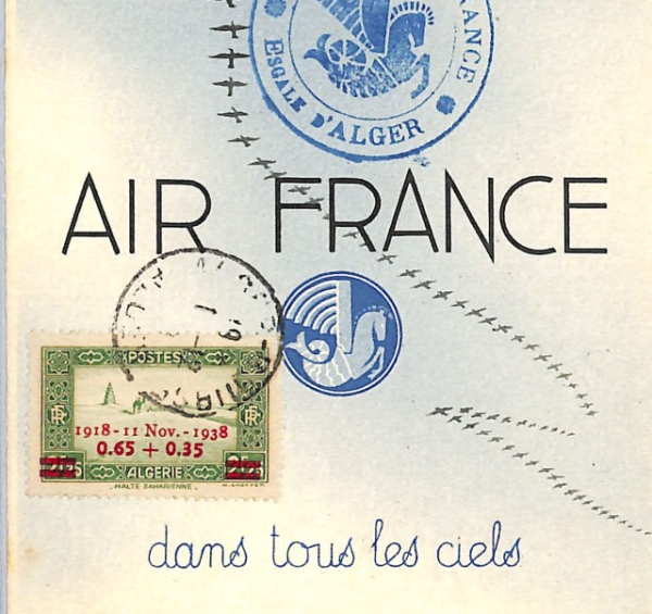 ALGERIA Aviation AIR FRANCE Art Card PEACE/*ARMISTICE ANNIVERSARY* Stamp WX131 - Image 6