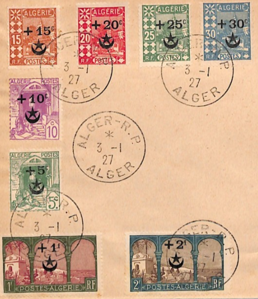 ALGERIA Cover 1927 SEMI-POSTAL Set{13} *STAR/CRESCENT* O/p France Cols YF268 - Image 4