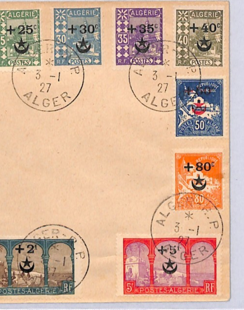 ALGERIA Cover 1927 SEMI-POSTAL Set{13} *STAR/CRESCENT* O/p France Cols YF268 - Image 5