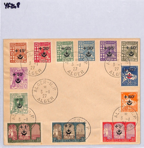 ALGERIA Cover 1927 SEMI-POSTAL Set{13} *STAR/CRESCENT* O/p France Cols YF268 - Image 6