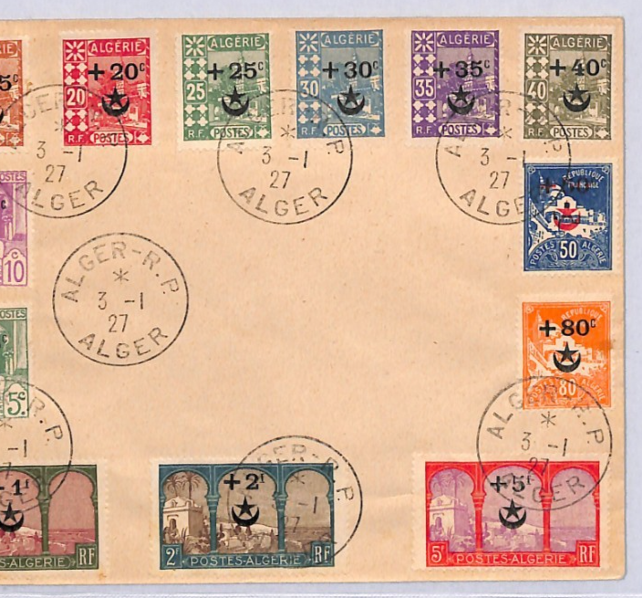 ALGERIA Cover 1927 SEMI-POSTAL Set{13} *STAR/CRESCENT* O/p France Cols YF268 - Image 10