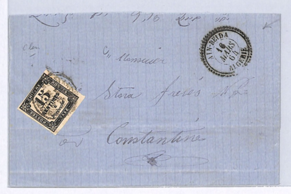 ALGERIA Cover France Cols 15c *POSTAGE DUE* Ain-Beida 1864 CDS Constantine WX118 - Image 5