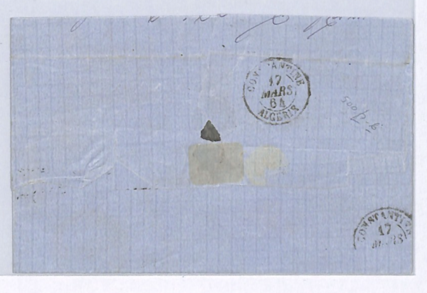 ALGERIA Cover France Cols 15c *POSTAGE DUE* Ain-Beida 1864 CDS Constantine WX118 - Image 6