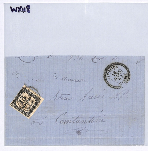ALGERIA Cover France Cols 15c *POSTAGE DUE* Ain-Beida 1864 CDS Constantine WX118 - Image 8