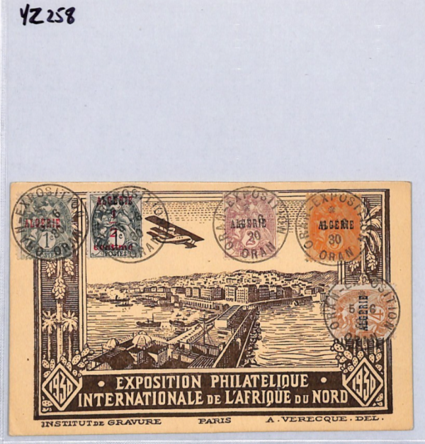 ALGERIA Postcard 1930 Africa Expo *BIPLANE* Illustrated VIEW-SIDE FRANKING YZ258 - Image 9
