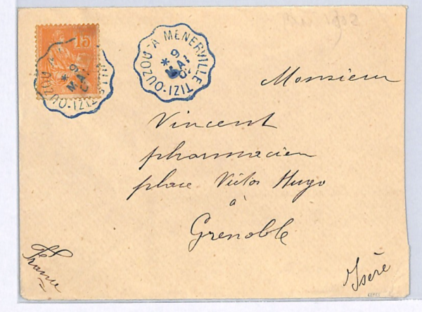 ALGERIA RAILWAY Cover Super *TIZI-OUZOU MENERVILLE* BlueCONVOYEUR 1902 CDS WX133 - Image 4