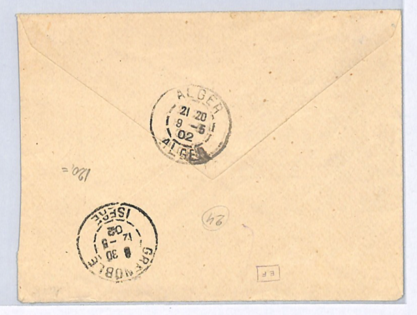 ALGERIA RAILWAY Cover Super *TIZI-OUZOU MENERVILLE* BlueCONVOYEUR 1902 CDS WX133 - Image 5