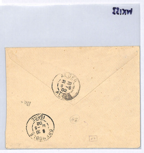 ALGERIA RAILWAY Cover Super *TIZI-OUZOU MENERVILLE* BlueCONVOYEUR 1902 CDS WX133 - Image 9
