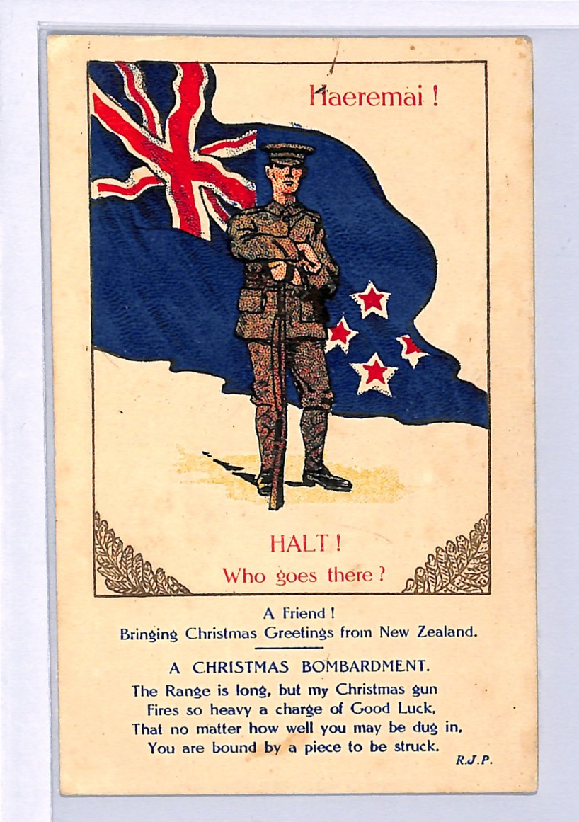 ANZAC WW1 NEW ZEALAND FORCES Postcard *HAEREMAI* FLAG XMAS {samwells}WN208 - Image 3