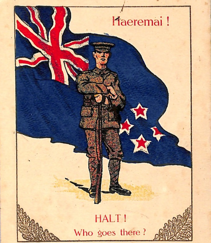 ANZAC WW1 NEW ZEALAND FORCES Postcard *HAEREMAI* FLAG XMAS {samwells}WN208