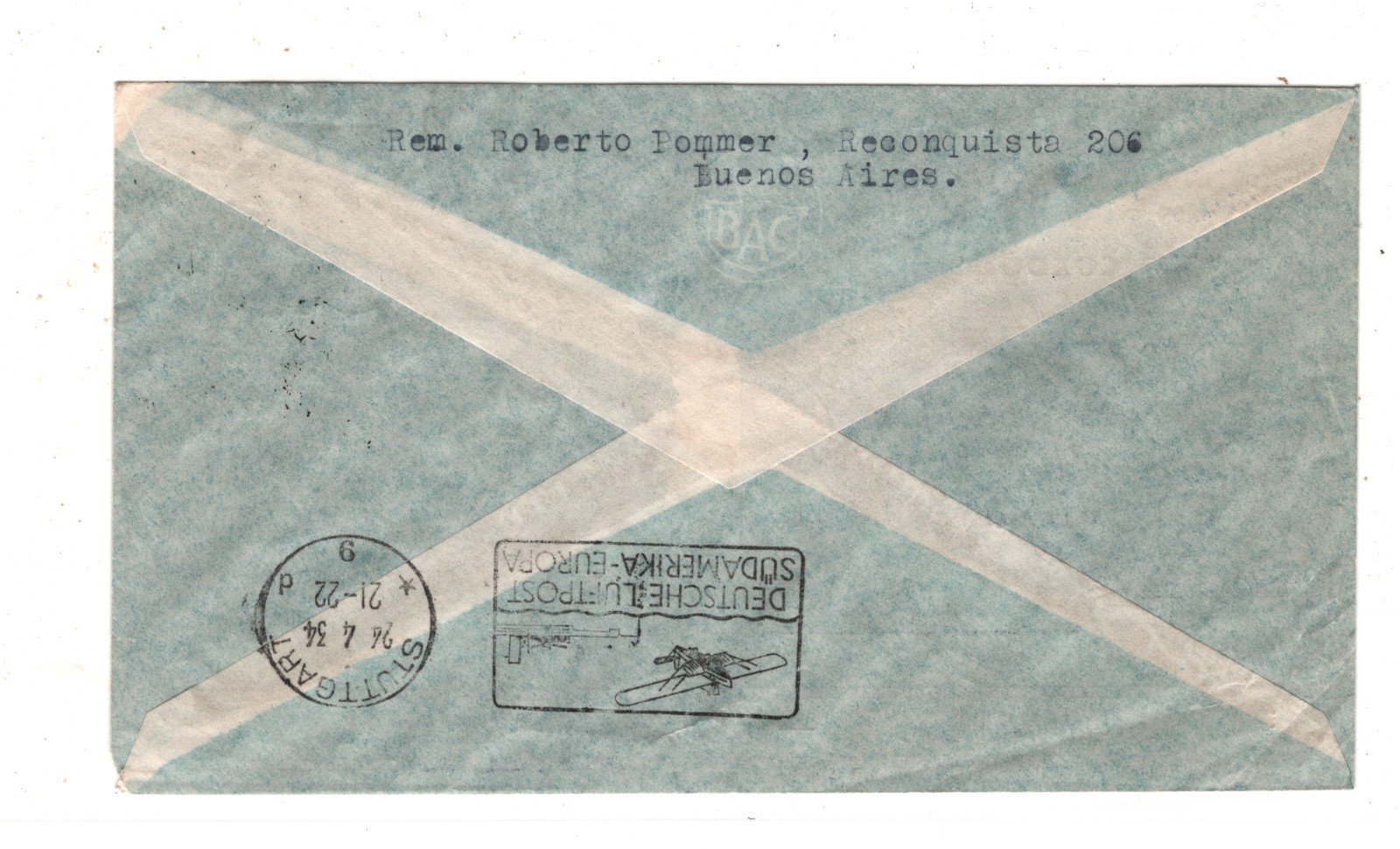 ARGENTINA GRAF ZEPPELIN Air Mail Cover CONDOR BAires Frankfurt Germany 1934 KZ84 - Image 4