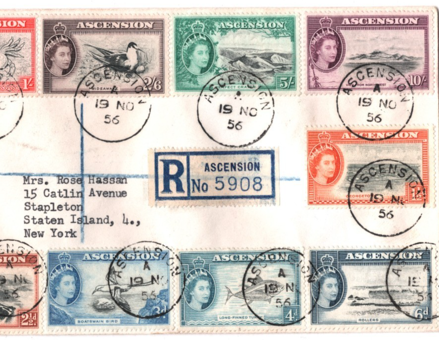 ASCENSION 1956 FDC QEII Pictorial Full Set{13} Reg First Day Cover BIRDS KT132