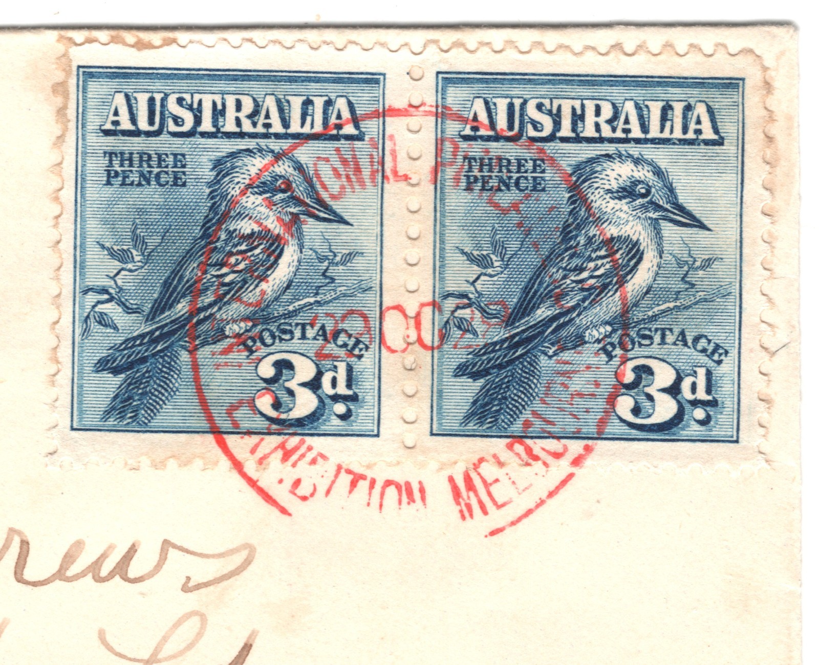 AUSTRALIA 1928 FDC Cover 3d Kookaburra Pair Super EXHIBITION Red CDS BIRDS XK327 - Image 6