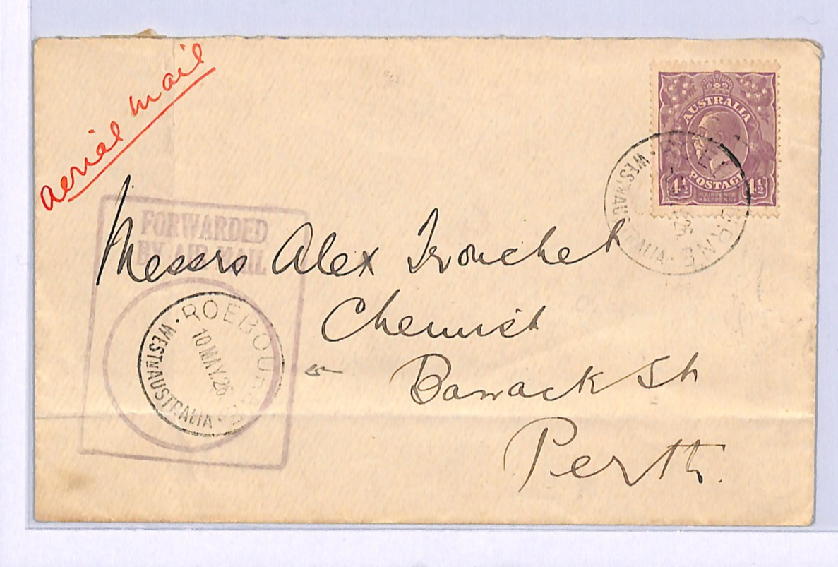AUSTRALIA Air Mail Cover 1926 Roebourne Perth WA {samwells-covers}WQ295 - Image 3