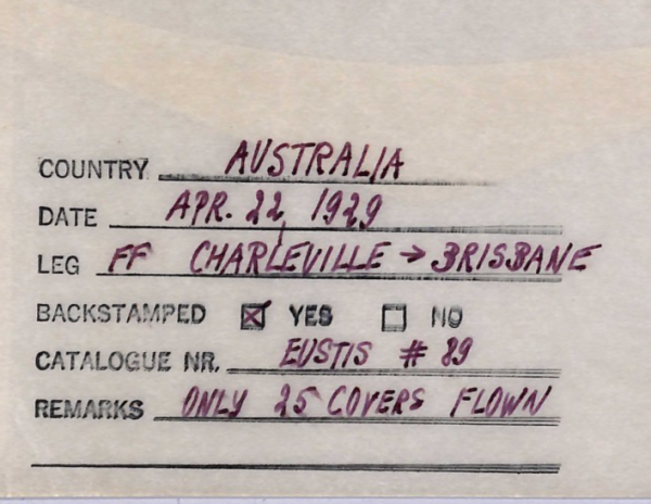 AUSTRALIA Air Mail Cover 1929 FIRST FLIGHT Charleville-Brisbane ANGEL Label WT48 - Image 6
