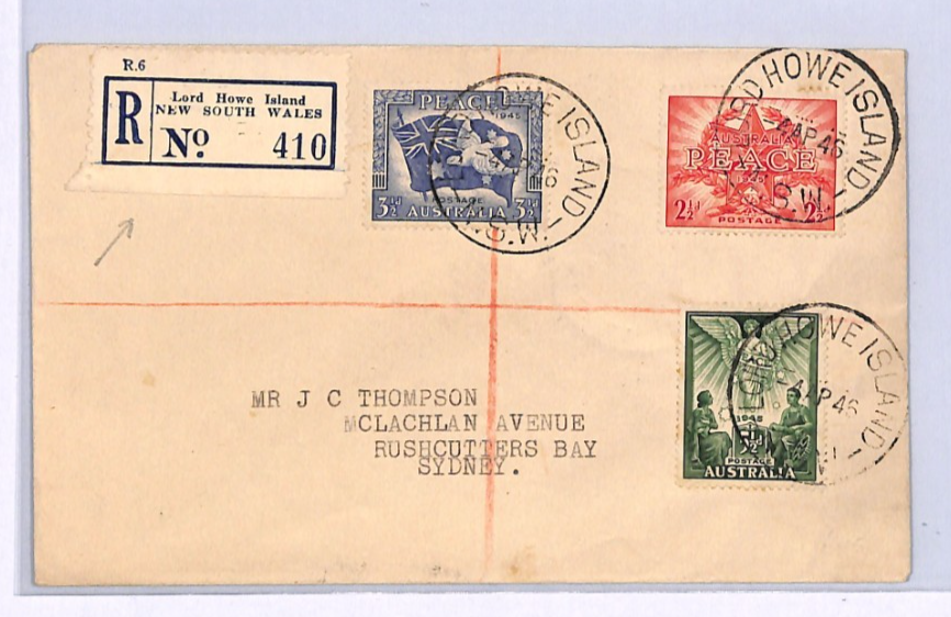 AUSTRALIA Card *LORD HOWE ISLAND* NSW Registered Sydney 1946 {samwells}XK318 - Image 3