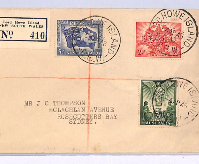 AUSTRALIA Card *LORD HOWE ISLAND* NSW Registered Sydney 1946 {samwells}XK318