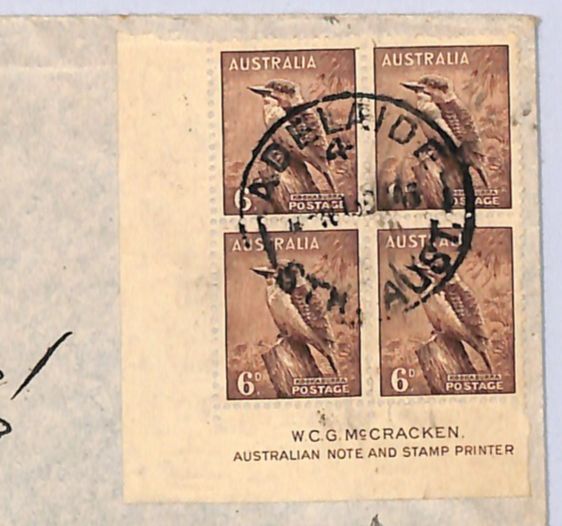 AUSTRALIA Cover KGVI 6d KOOKABURRA Block *McCRACKEN* Imprint 1939 USAAFIA WM331 - Image 5