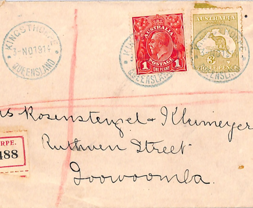 AUSTRALIA Cover QLD *KINGSTHORPE* Blue CDS Registered ROO 1914{samwells}WQ291 - Image 4
