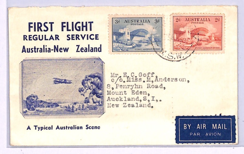 AUSTRALIA Cover SYDNEY HARBOUR BRIDGE 2d 3d (1932) Air NZ 1940 ILLUSTRATED XA284