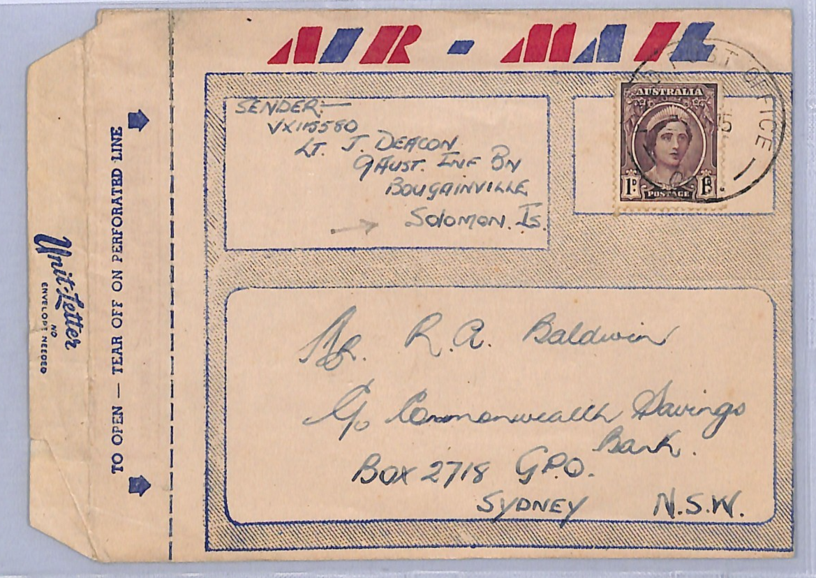 AUSTRALIA FORCES Used *SOLOMON ISLANDS* WW2 Air Letter FPO Torokina 1945 WH146 - Image 3