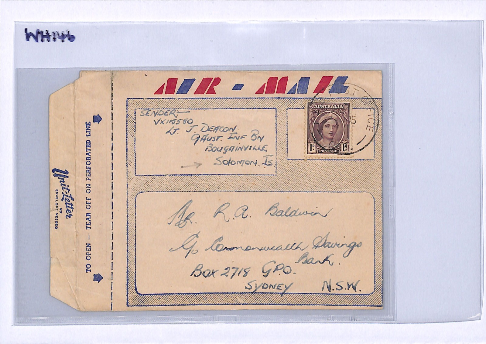 AUSTRALIA FORCES Used *SOLOMON ISLANDS* WW2 Air Letter FPO Torokina 1945 WH146 - Image 8