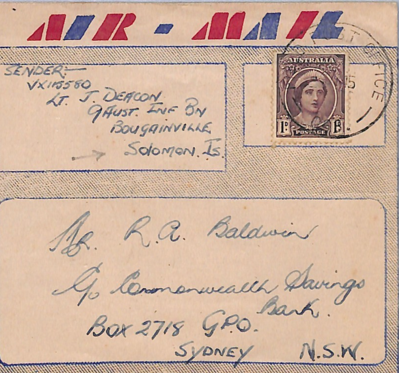 AUSTRALIA FORCES Used *SOLOMON ISLANDS* WW2 Air Letter FPO Torokina 1945 WH146