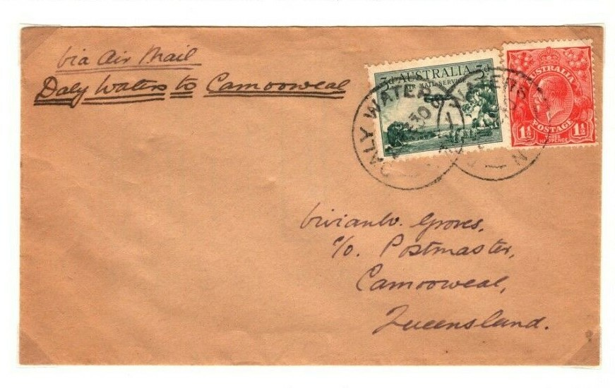 AUSTRALIA KGV Air Mail 1930 Cover FIRST FLIGHT *Daly Waters NT* Camooweal PA27 - Image 6