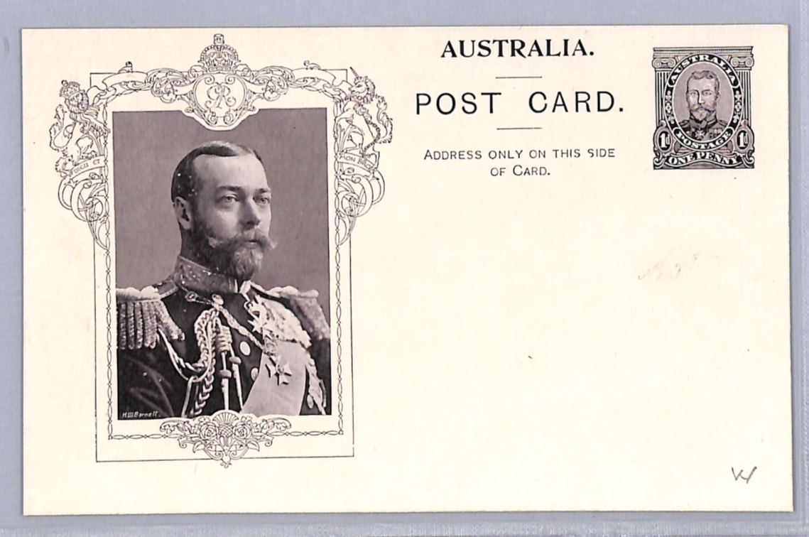 AUSTRALIA ROYALTY *GEORGE V* Illustrated Stationery Card 1911 Unused WN22