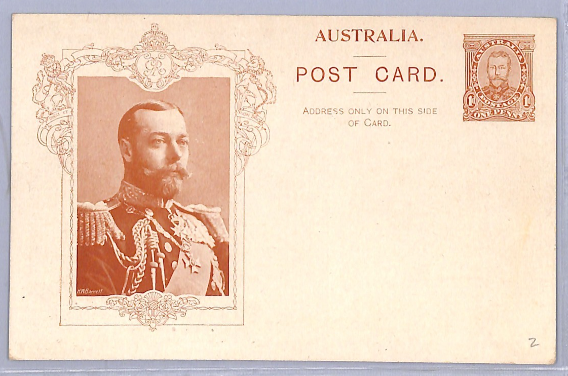 AUSTRALIA Stationery KGV CORONATION 1d Brown KING Card 1911 Unused ROYALTY WN25