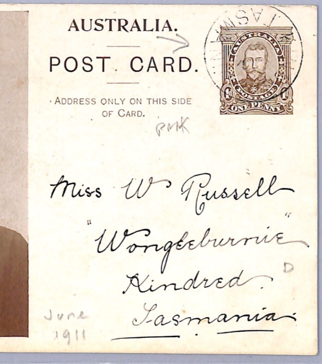 AUSTRALIA Stationery KGV CORONATION 1d (KEVIII) Card Used 1911 *TASMANIA*CDS WN7 - Image 4