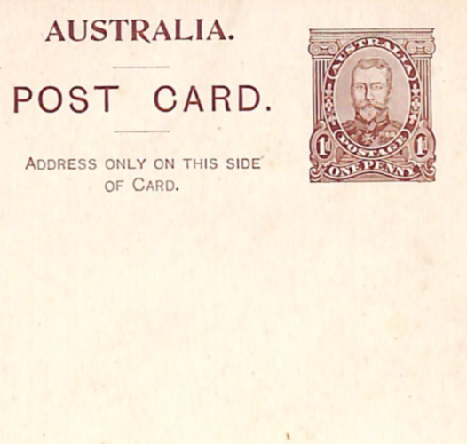 AUSTRALIA Stationery KGV CORONATION 1d Sepia KING Card 1911 Unused ROYALTY WN24 - Image 3