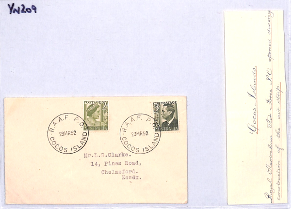 AUSTRALIA USED COCOS ISLANDS Cover 1952 *RAAF PO* CDS Air Force Runway YN209 - Image 5