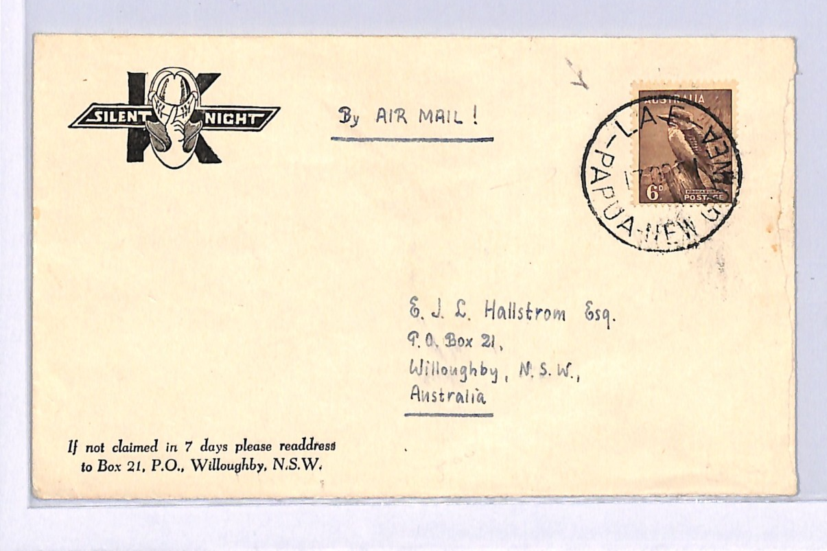 AUSTRALIA USED *PAPUA NEW GUINEA* Cover Lae 1934 SILENT NIGHT ADVERT WE135 - Image 3