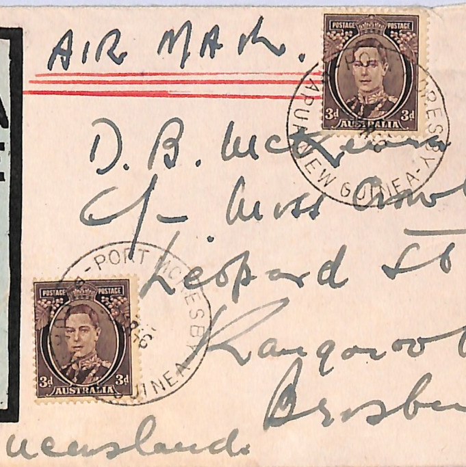AUSTRALIA Used NEW GUINEA Cover *KANOSIA KANOE MAIL* 1946 Moresby Brisbane WH150 - Image 5