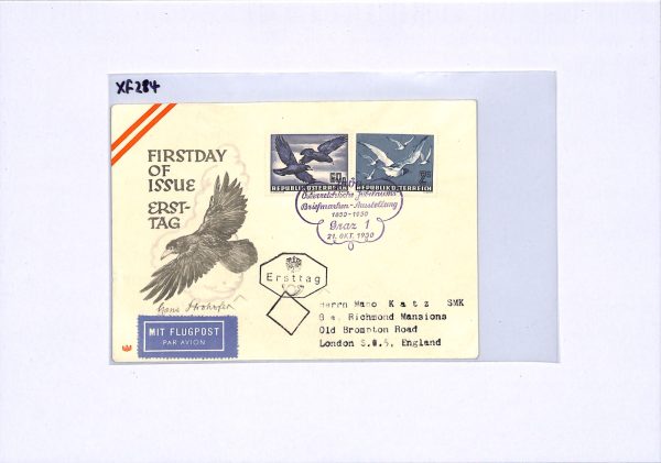 AUSTRIA 1950 FDC Air 60g 2s *BIRDS* High Value ILLUSTRATED First Day Cover XF284 - Image 4