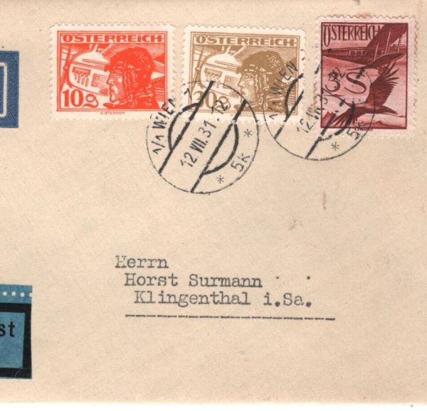 AUSTRIA GRAF ZEPPELIN Air *Sieger* Cover Vienna 1931 Klingenthal {samwells}KZ10 - Image 5