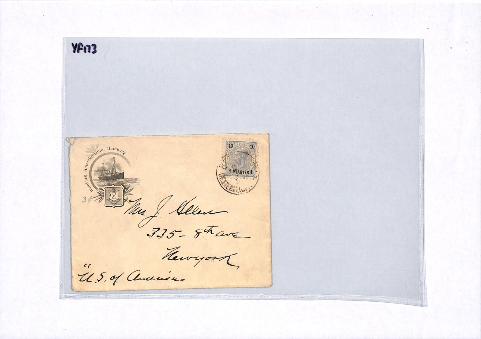 AUSTRIA TRANSATLANTIC Cover 1896 *HAPAG* ILLUSTRATED Ships NYC via Paris YF173 - Image 12