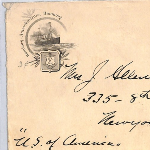 AUSTRIA TRANSATLANTIC Cover 1896 *HAPAG* ILLUSTRATED Ships NYC via Paris YF173 - Image 4