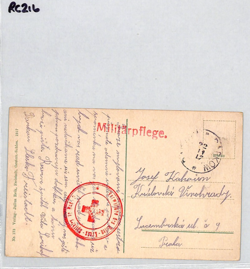 AUSTRIA WW1 Military *Militarpflege* Cachet RED CROSS Cover 1917 Prague RC216 - Image 9