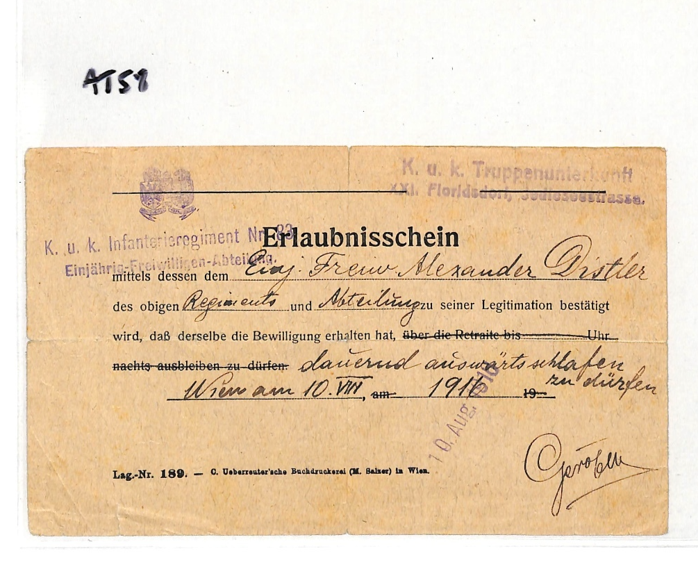 AUSTRIA WW1 Pass Card JEWISH MILITARY DOCTOR *Distler* 1916 Erlaubnisschein AT58 - Image 5