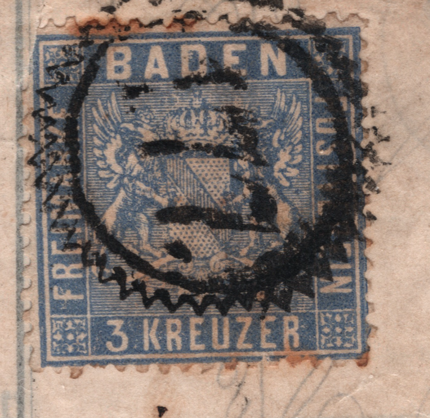 BADEN Classic 1kr Black 3kr *177* KARLSRUHE STADTPOST Cover Germany States WK163 - Image 4