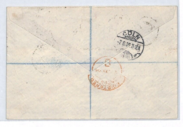 BAHAMAS Cover KEVII 5d STAIRCASE/TREES (1903) Nassau Reg'd 1906 Cologne XC213 - Image 5