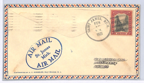 BAHAMAS/USA Mixed Franking Air Mail Cover St James MI Lakehurst 1931 WX102 - Image 4