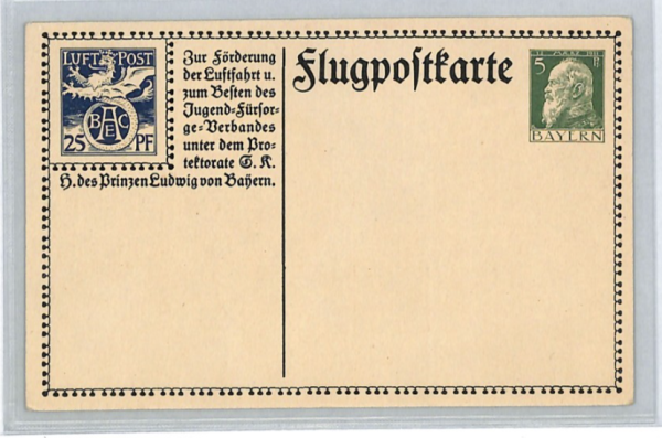 BAVARIA AVIATION ART Stationery 5+25pf Card AIR MAIL 1911 *FLYING MACHINE* XT142 - Image 3
