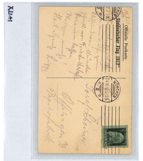 BAVARIA Germany AVIATION Air Mail Postcard 1912 *SÜDDEUTSCHER FLUG* Munich XT141 - Image 10