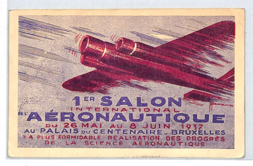 BELGIUM Air Mail Card 1937 SALON AERONAUTIQUE Brussels France Paris XT259